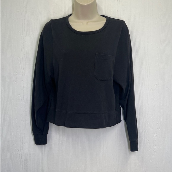 Madewell - Soft Fade Pocket Crewneck Long Sleeve Oversized Boxy Crop Size XS - Picture 2 of 9